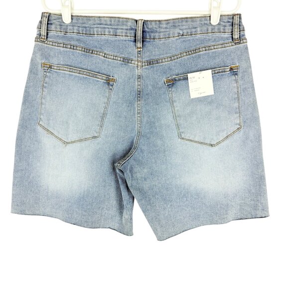 Vigoss Women's Ace High Rise Stretch Raw Hem Denim Bermuda Shorts Size 15/32 NWT - Picture 2 of 11